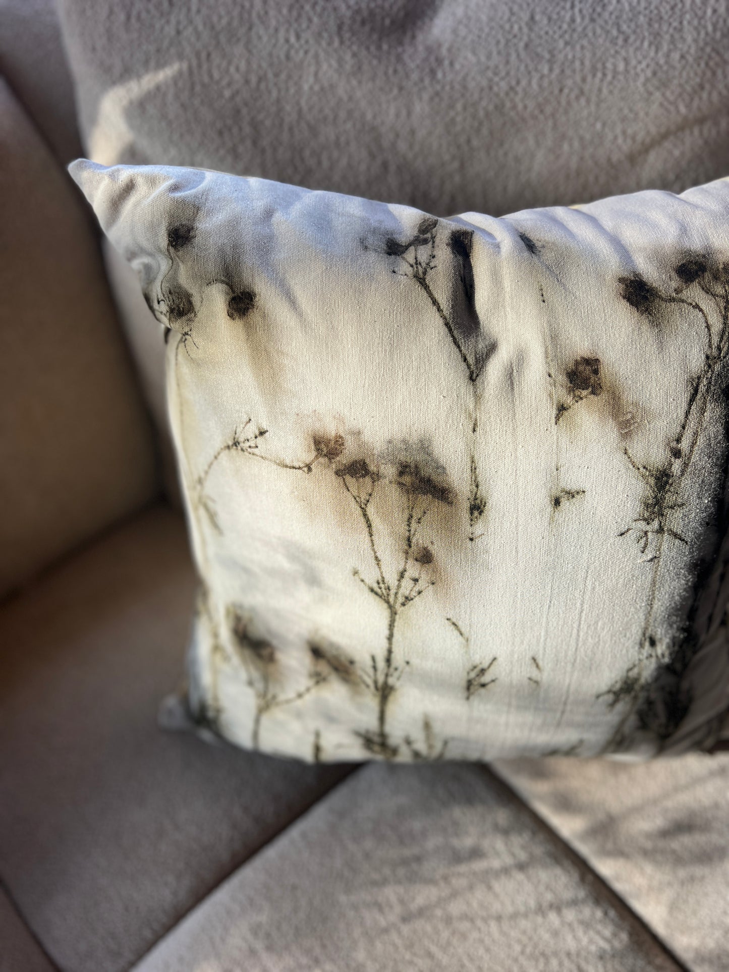 Eco-Printed Cotton Cushion Covers